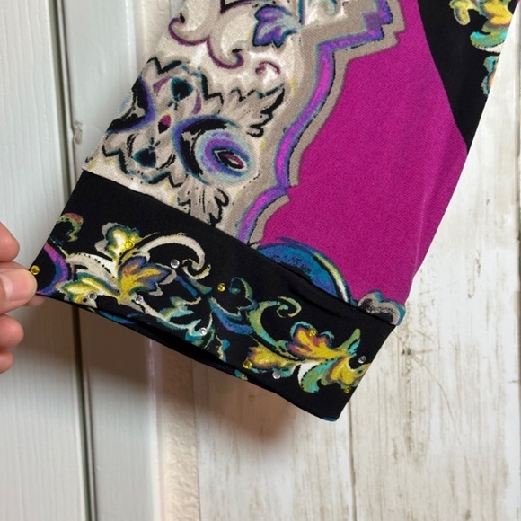 Style&Co Shift Dress Boat neckline Bell Sleeve Stretch Sz Small Floral Disco - Picture 11 of 16